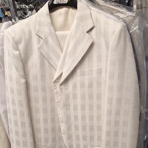 Elegant White Striped Boys 3 Piece Suit